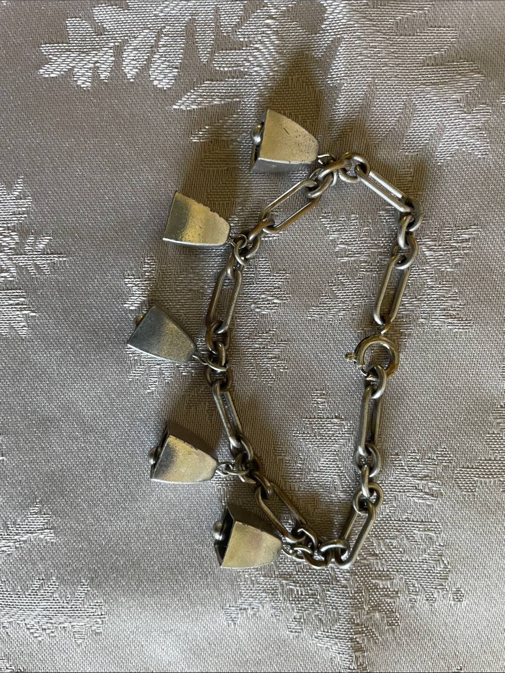 Silver Tone Charm Bracelet 5 Bells